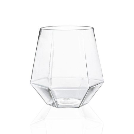 SMARTY HAD A PARTY 12 oz. Clear Hexagonal Stemless Plastic Wine Goblets (64 Glasses), 64PK 3712-SB-CASE
